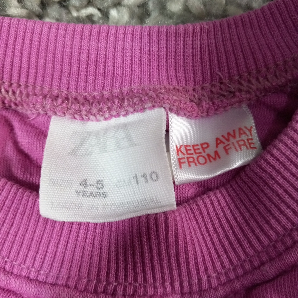 Kids Zara Pink Quilted Sweatshirt Size 4-5 Girl - Picture 2 of 8